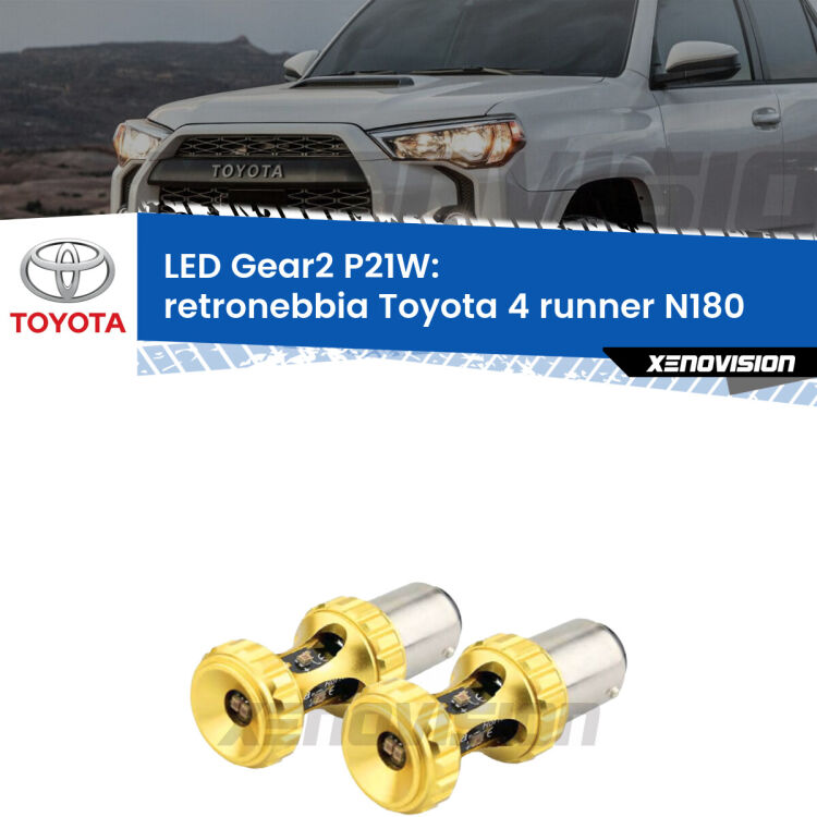 <strong>Retronebbia LED per Toyota 4 runner</strong> N180 1995 - 2002. Coppia lampade <strong>P21W</strong> super canbus Rosse modello Gear2.