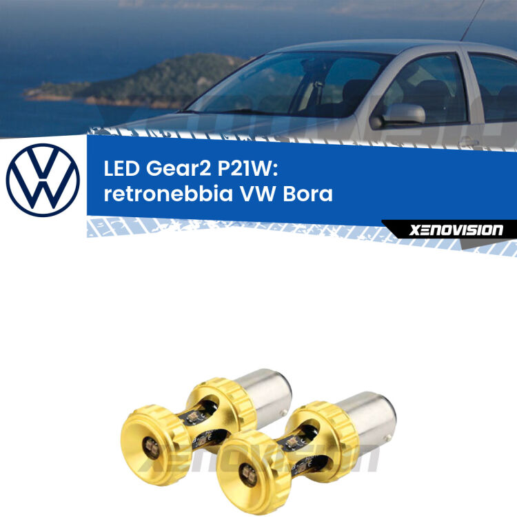 <strong>Retronebbia LED per VW Bora</strong>  1999 - 2006. Coppia lampade <strong>P21W</strong> super canbus Rosse modello Gear2.