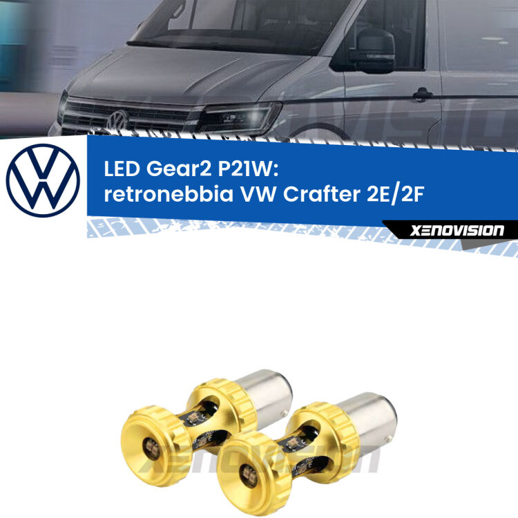 <strong>Retronebbia LED per VW Crafter</strong> 2E/2F 2006 - 2016. Coppia lampade <strong>P21W</strong> super canbus Rosse modello Gear2.