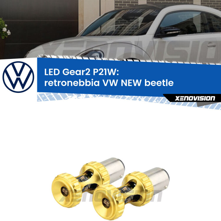 <strong>Retronebbia LED per VW NEW beetle</strong>  1998 - 2005. Coppia lampade <strong>P21W</strong> super canbus Rosse modello Gear2.
