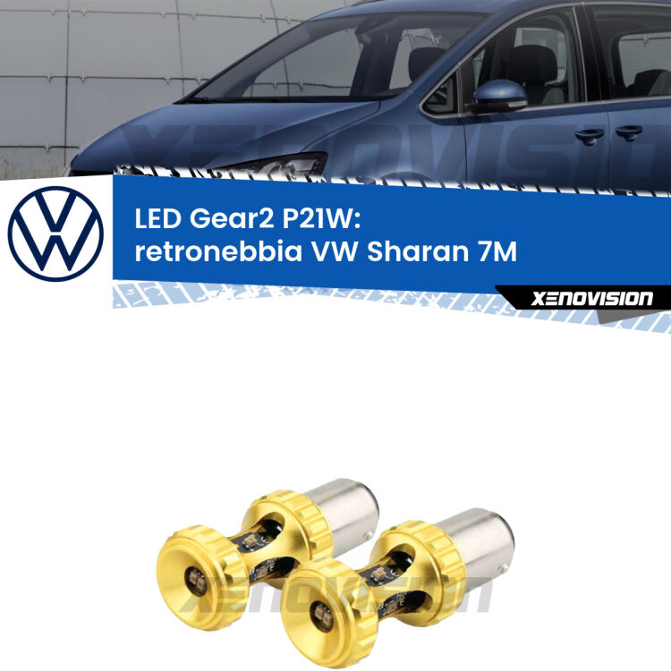 <strong>Retronebbia LED per VW Sharan</strong> 7M 1995 - 2010. Coppia lampade <strong>P21W</strong> super canbus Rosse modello Gear2.