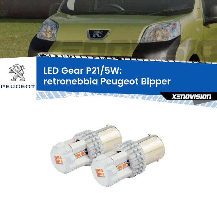 <strong>Retronebbia LED per Peugeot Bipper</strong>  2008 in poi. Due lampade <strong>P21/5W</strong> rosse non canbus modello Gear.