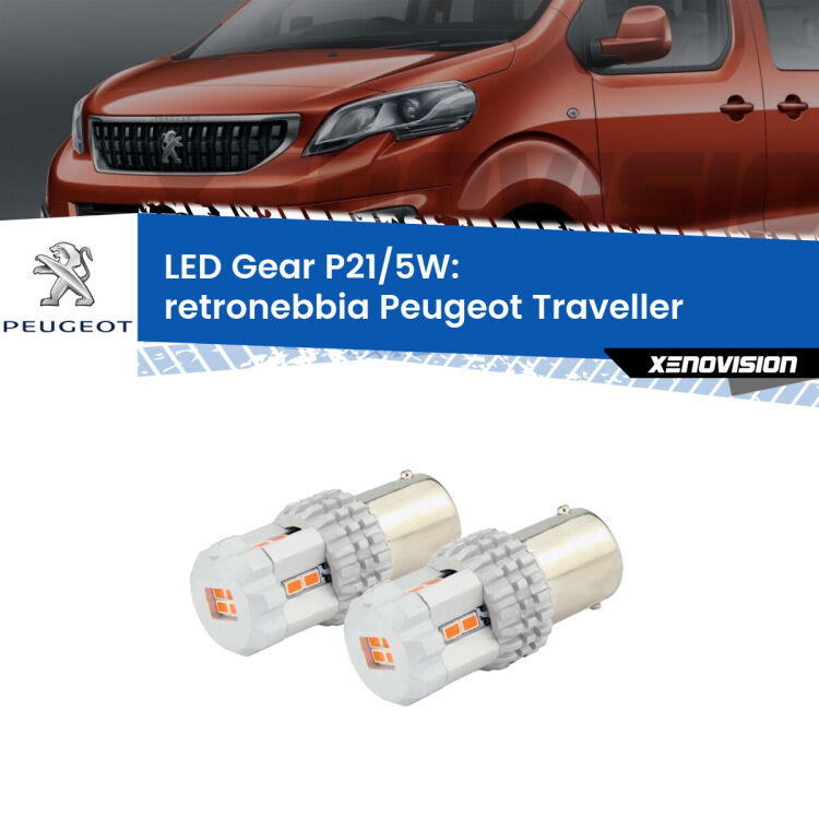 <strong>Retronebbia LED per Peugeot Traveller</strong>  2016 in poi. Due lampade <strong>P21/5W</strong> rosse non canbus modello Gear.