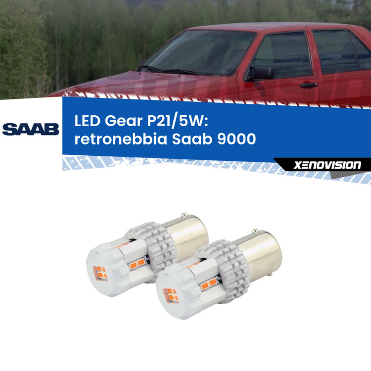 <strong>Retronebbia LED per Saab 9000</strong>  1985 - 1998. Due lampade <strong>P21/5W</strong> rosse non canbus modello Gear.