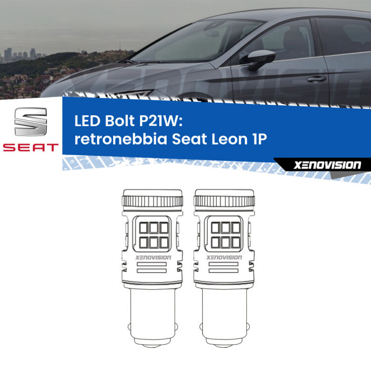 0 Retronebbia LED Seat Leon 1P 2005 - 2012: P21W Bolt <strong>Retronebbia LED per Seat Leon</strong> 1P 2005 - 2012. Coppia lampade <strong>P21W</strong> modello Bolt canbus.