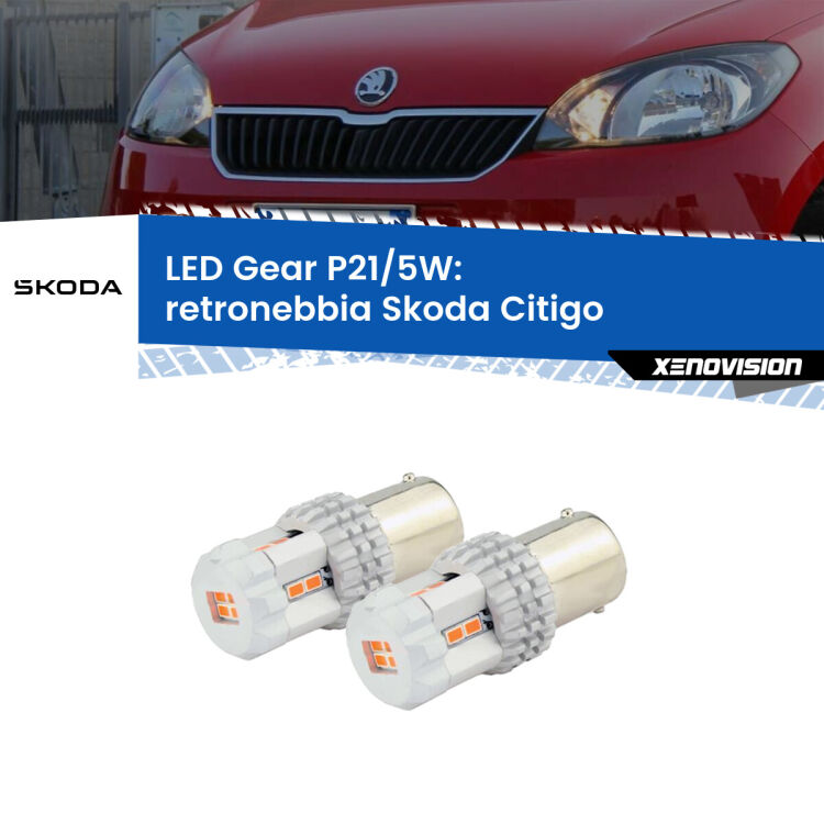 0 Retronebbia LED Skoda Citigo 2011 in poi: P21/5W Gear <strong>Retronebbia LED per Skoda Citigo</strong> 2011 in poi. Due lampade <strong>P21/5W</strong> rosse non canbus modello Gear.