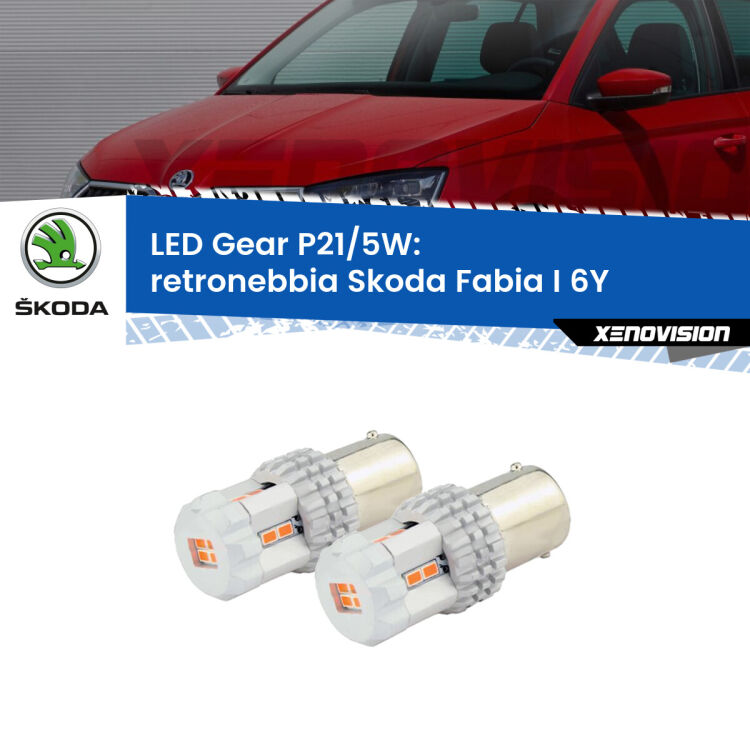<strong>Retronebbia LED per Skoda Fabia I</strong> 6Y 1999 - 2006. Due lampade <strong>P21/5W</strong> rosse non canbus modello Gear.