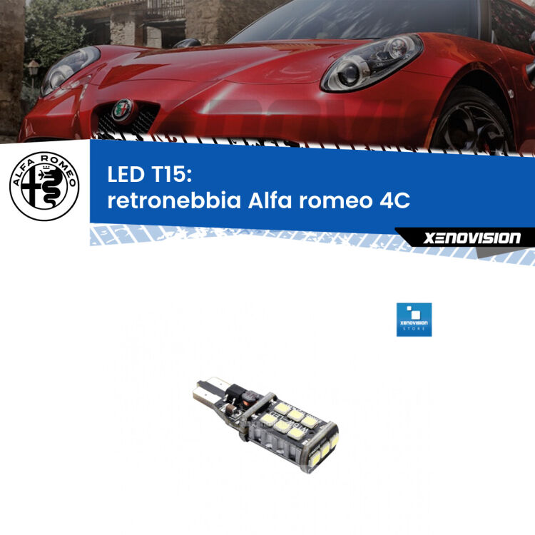 0 Retronebbia LED T15 per Alfa romeo 4C  2013 in poi <strong>retronebbia LED per Alfa romeo 4C</strong>  2013 in poi. Lampadina <strong>T15</strong> Canbus Xenovision.