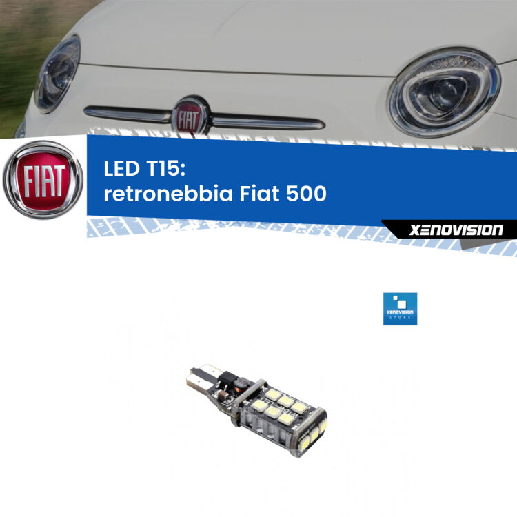 <strong>retronebbia LED per Fiat 500</strong>  2015 - 2022. Lampadina <strong>T15</strong> Canbus Xenovision.