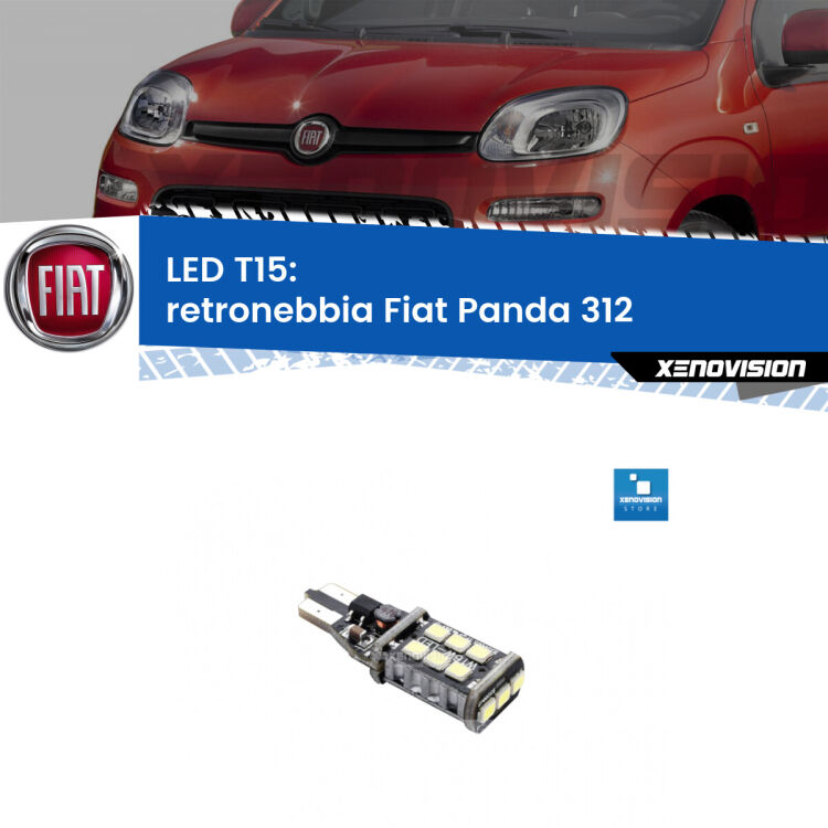 <strong>retronebbia LED per Fiat Panda</strong> 312 2012 in poi. Lampadina <strong>T15</strong> Canbus Xenovision.