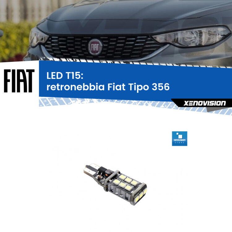 0 Retronebbia LED T15 per Fiat Tipo 356 2015 in poi <strong>retronebbia LED per Fiat Tipo</strong> 356 2015 in poi. Lampadina <strong>T15</strong> Canbus Xenovision.