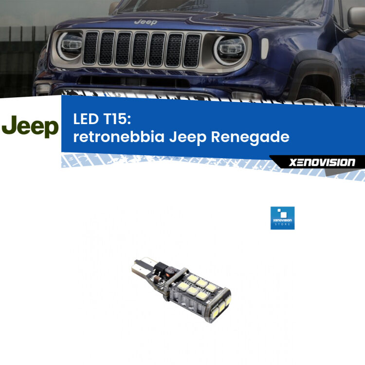 <strong>retronebbia LED per Jeep Renegade</strong>  2014 in poi. Lampadina <strong>T15</strong> Canbus Xenovision.
