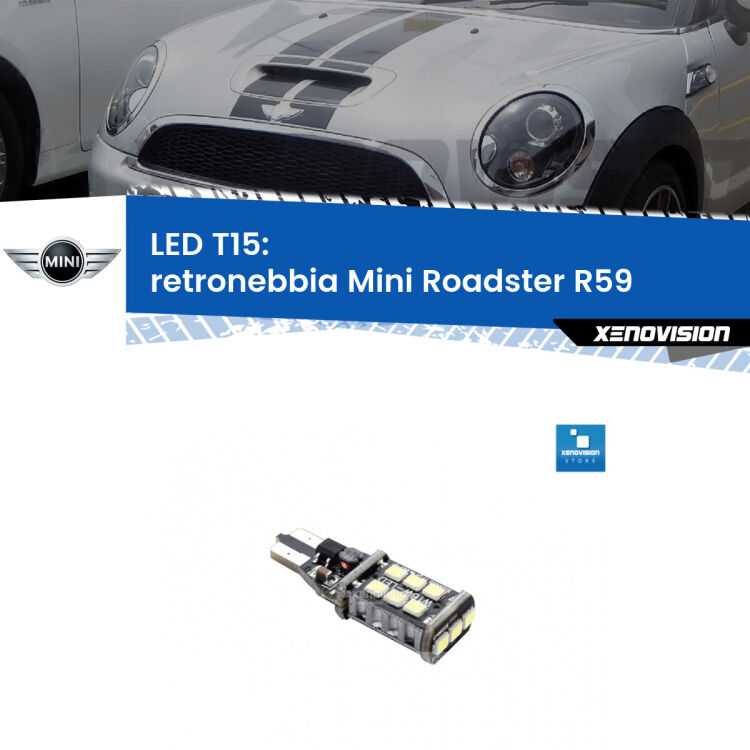 <strong>retronebbia LED per Mini Roadster</strong> R59 2012 - 2015. Lampadina <strong>T15</strong> Canbus Xenovision.