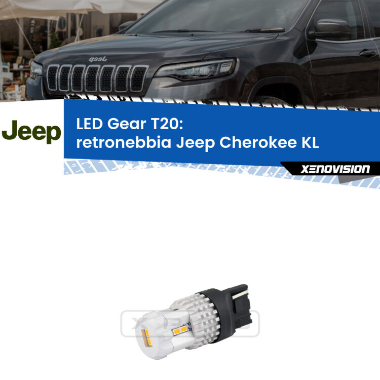 <strong>Retronebbia LED per Jeep Cherokee</strong> KL 2014 in poi. Lampada <strong>T20</strong> rossa modello Gear.
