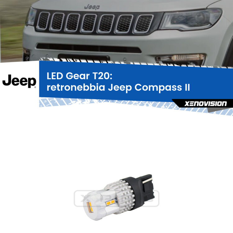 0 Retronebbia LED T20 Gear per Jeep Compass II 2017 in poi <strong>Retronebbia LED per Jeep Compass</strong> II 2017 in poi. Lampada <strong>T20</strong> rossa modello Gear.