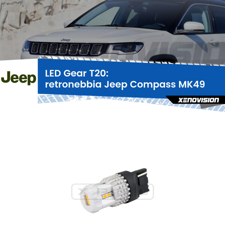 <strong>Retronebbia LED per Jeep Compass</strong> MK49 2011 - 2016. Lampada <strong>T20</strong> rossa modello Gear.