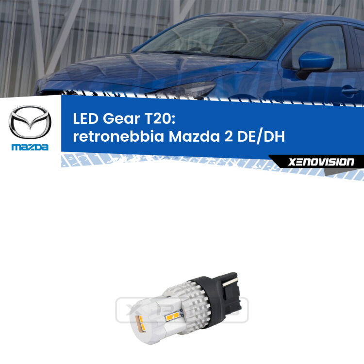 <strong>Retronebbia LED per Mazda 2</strong> DE/DH 2007 - 2015. Lampada <strong>T20</strong> rossa modello Gear.