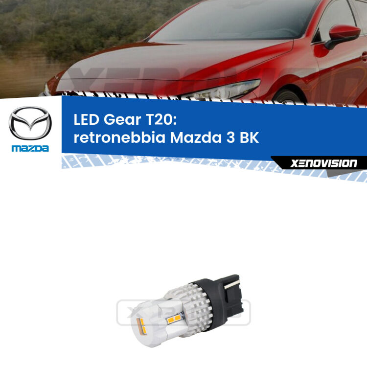 <strong>Retronebbia LED per Mazda 3</strong> BK 2003 - 2009. Lampada <strong>T20</strong> rossa modello Gear.