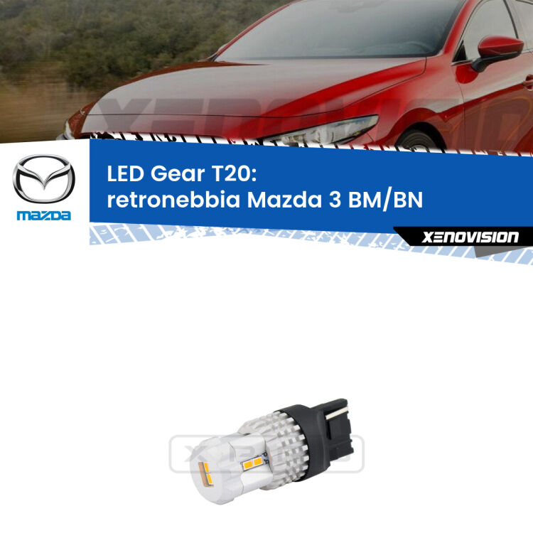 <strong>Retronebbia LED per Mazda 3</strong> BM/BN 2013 - 2018. Lampada <strong>T20</strong> rossa modello Gear.