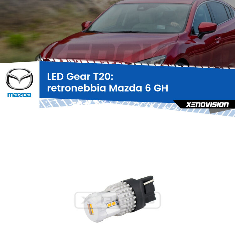 <strong>Retronebbia LED per Mazda 6</strong> GH 2007 - 2013. Lampada <strong>T20</strong> rossa modello Gear.