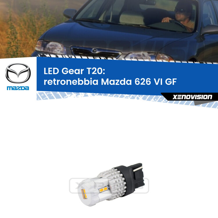 <strong>Retronebbia LED per Mazda 626 VI</strong> GF 1997 - 2002. Lampada <strong>T20</strong> rossa modello Gear.