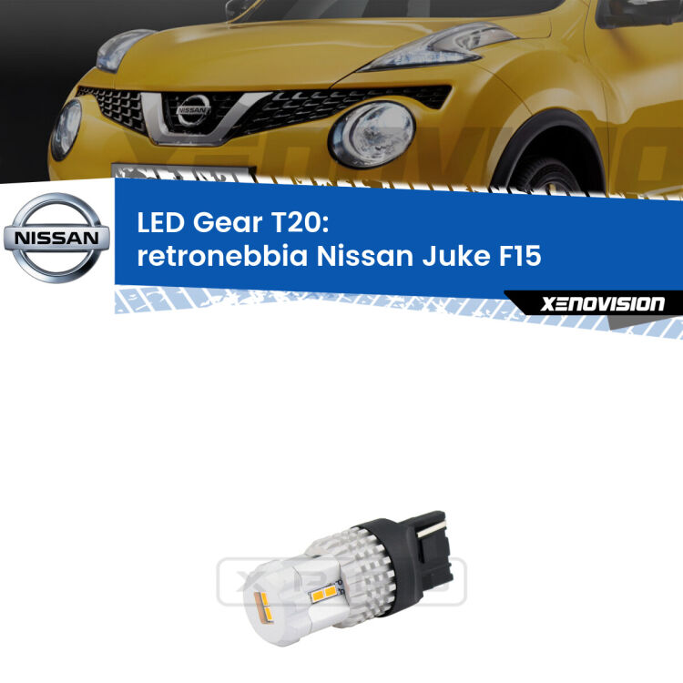 <strong>Retronebbia LED per Nissan Juke</strong> F15 2010 - 2018. Lampada <strong>T20</strong> rossa modello Gear.