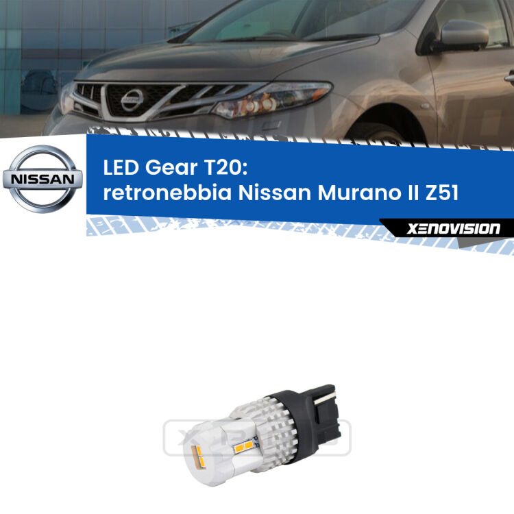 <strong>Retronebbia LED per Nissan Murano II</strong> Z51 2007 - 2014. Lampada <strong>T20</strong> rossa modello Gear.