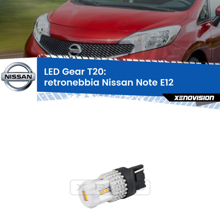 <strong>Retronebbia LED per Nissan Note</strong> E12 2013 in poi. Lampada <strong>T20</strong> rossa modello Gear.