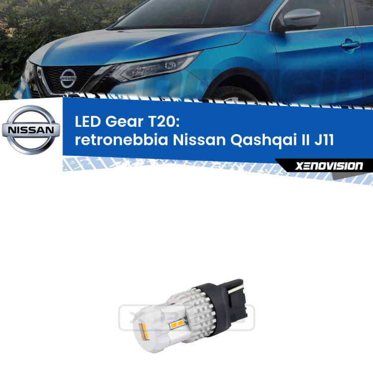 <strong>Retronebbia LED per Nissan Qashqai II</strong> J11 2014 in poi. Lampada <strong>T20</strong> rossa modello Gear.