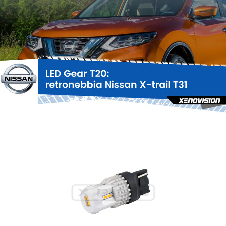<strong>Retronebbia LED per Nissan X-trail</strong> T31 2007 - 2014. Lampada <strong>T20</strong> rossa modello Gear.
