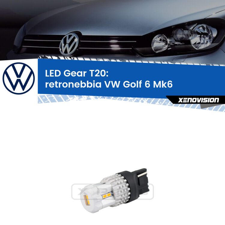 <strong>Retronebbia LED per VW Golf 6</strong> Mk6 2008 - 2011. Lampada <strong>T20</strong> rossa modello Gear.