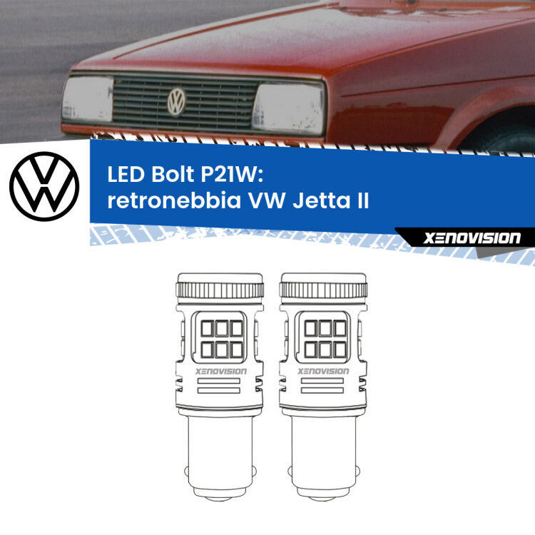 0 Retronebbia LED VW Jetta II 1984 - 1992: P21W Bolt <strong>Retronebbia LED per VW Jetta</strong> II 1984 - 1992. Coppia lampade <strong>P21W</strong> modello Bolt canbus.