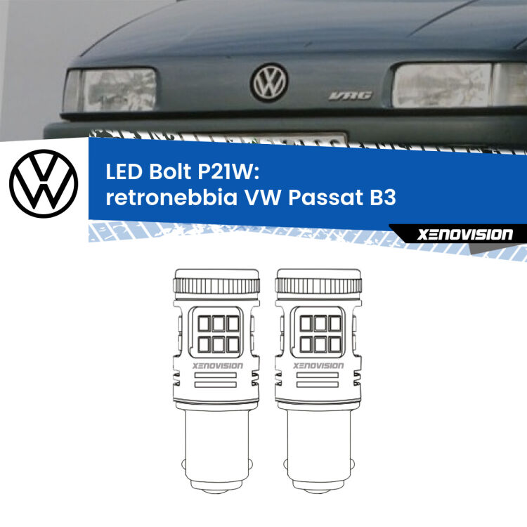 0 Retronebbia LED VW Passat B3 1988 - 1996: P21W Bolt <strong>Retronebbia LED per VW Passat</strong> B3 1988 - 1996. Coppia lampade <strong>P21W</strong> modello Bolt canbus.