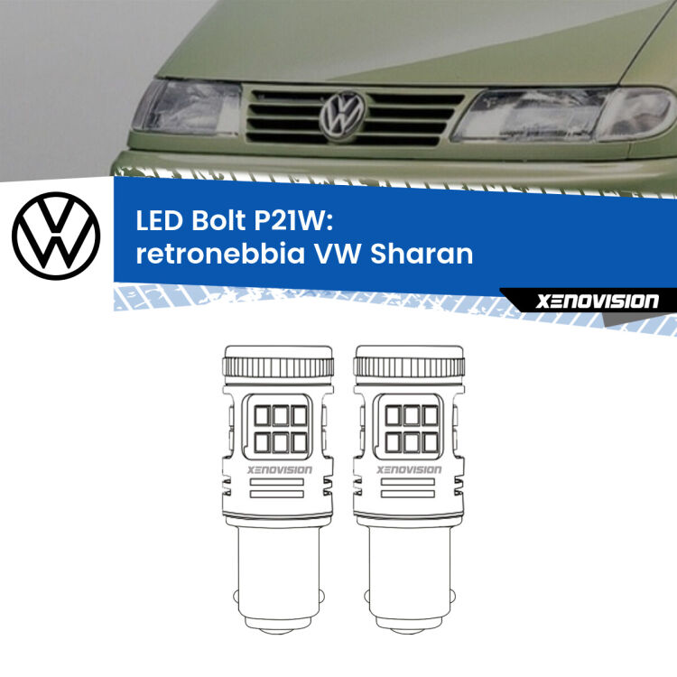 0 Retronebbia LED VW Sharan  1995 - 2010: P21W Bolt <strong>Retronebbia LED per VW Sharan</strong>  1995 - 2010. Coppia lampade <strong>P21W</strong> modello Bolt canbus.