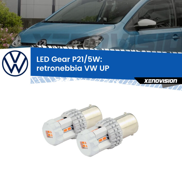 <strong>Retronebbia LED per VW UP</strong>  2011 in poi. Due lampade <strong>P21/5W</strong> rosse non canbus modello Gear.