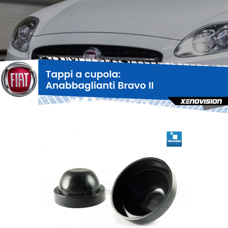 <strong>Tappi coprifaro a cupola</strong> per Anabbaglianti Fiat Bravo II: indispensabili per kit LED a ventola. Evitano il soffocamento ventole e fulminazione del kit LED.