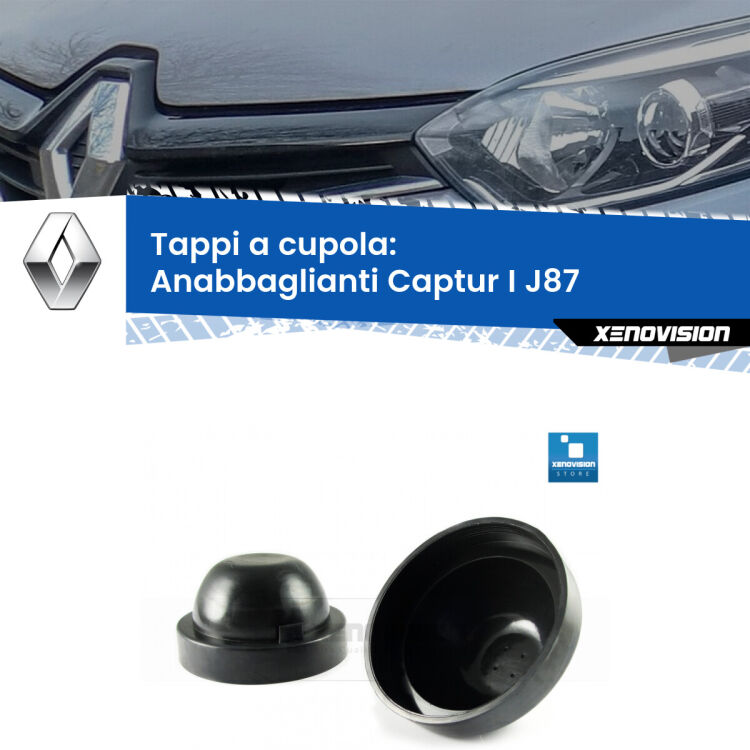 <strong>Tappi coprifaro a cupola</strong> per Anabbaglianti Renault Captur I: indispensabili per kit LED a ventola. Evitano il soffocamento ventole e fulminazione del kit LED.