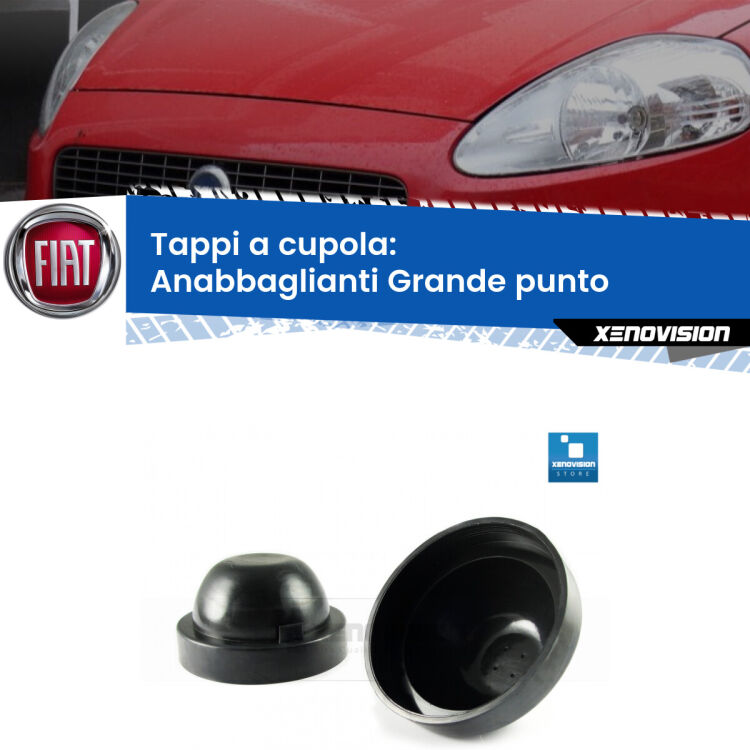 <strong>Tappi coprifaro a cupola</strong> per Anabbaglianti Fiat Grande punto: indispensabili per kit LED a ventola. Evitano il soffocamento ventole e fulminazione del kit LED.