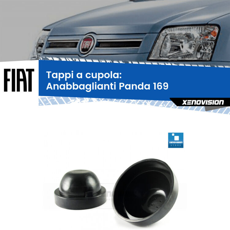 0 Tappi a cupola per Anabbaglianti H4 Fiat Panda 169 2003 - 2012 (Coppia) <strong>Tappi coprifaro a cupola</strong> per Anabbaglianti Fiat Panda: indispensabili per kit LED a ventola. Evitano il soffocamento ventole e fulminazione del kit LED.