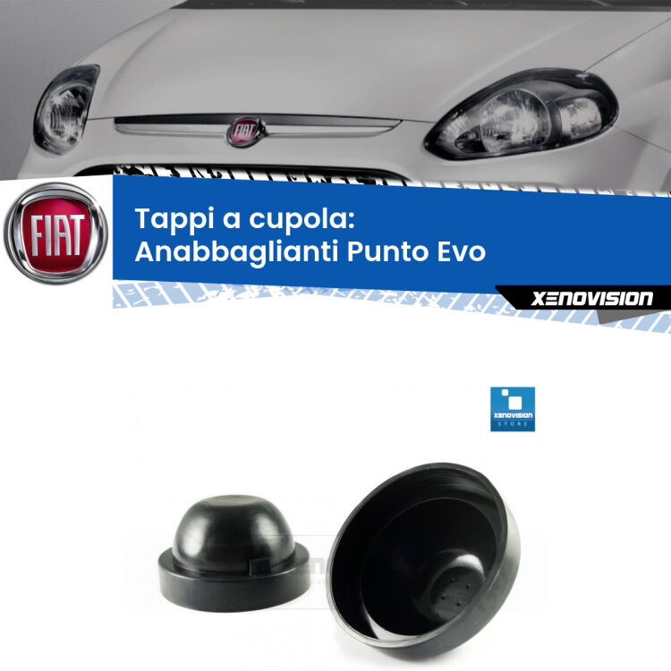 <strong>Tappi coprifaro a cupola</strong> per Anabbaglianti Fiat Punto Evo: indispensabili per kit LED a ventola. Evitano il soffocamento ventole e fulminazione del kit LED.