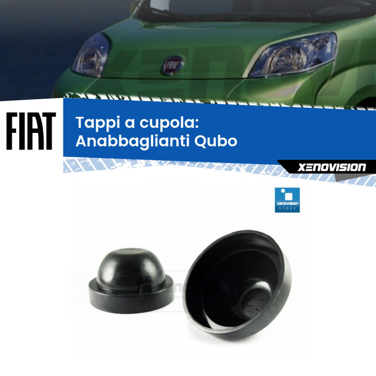 0 Tappi a cupola per Anabbaglianti H4 Fiat Qubo 2008 - 2021 (Coppia) <strong>Tappi coprifaro a cupola</strong> per Anabbaglianti Fiat Qubo: indispensabili per kit LED a ventola. Evitano il soffocamento ventole e fulminazione del kit LED.