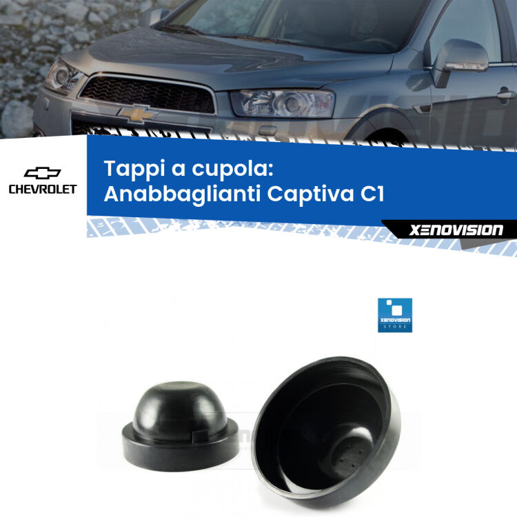 <strong>Tappi coprifaro a cupola</strong> per Anabbaglianti Chevrolet Captiva: indispensabili per kit LED a ventola. Evitano il soffocamento ventole e fulminazione del kit LED.