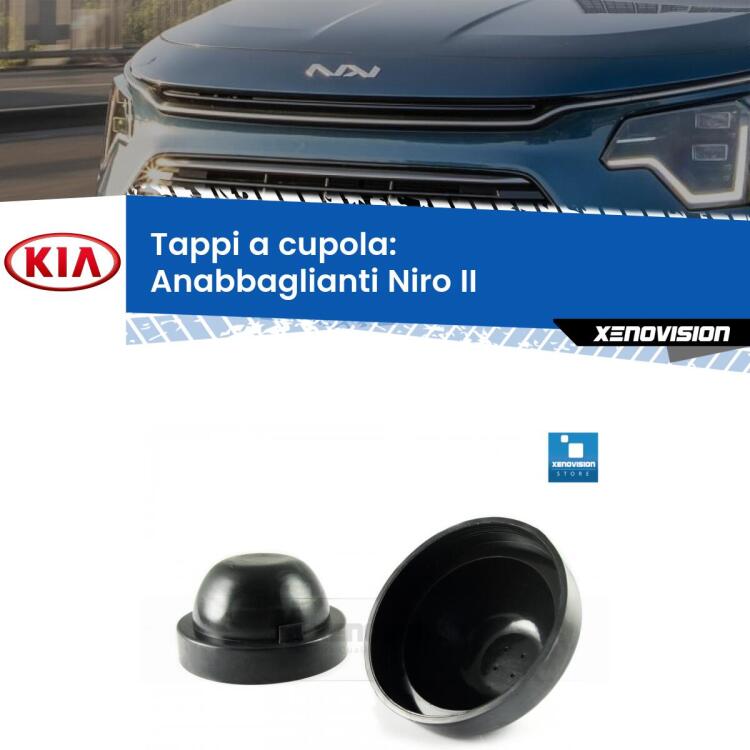 <strong>Tappi coprifaro a cupola</strong> per Anabbaglianti KIA Niro: indispensabili per kit LED a ventola. Evitano il soffocamento ventole e fulminazione del kit LED.