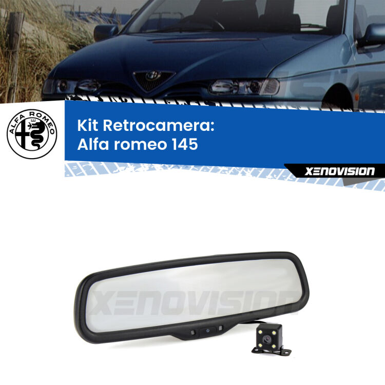 Telecamera e Specchio retrovisore OEM Look con display invisibile per Alfa romeo 145  Kit Telecamera Parcheggio e Specchietto retrovisore con display invisibile per Alfa romeo 145 . Spento è identico all’originale. In retromarcia, l’immagine appare in un riquadro prima invisibile