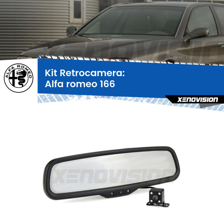 Telecamera e Specchio retrovisore OEM Look con display invisibile per Alfa romeo 166  Kit Telecamera Parcheggio e Specchietto retrovisore con display invisibile per Alfa romeo 166 . Spento è identico all’originale. In retromarcia, l’immagine appare in un riquadro prima invisibile