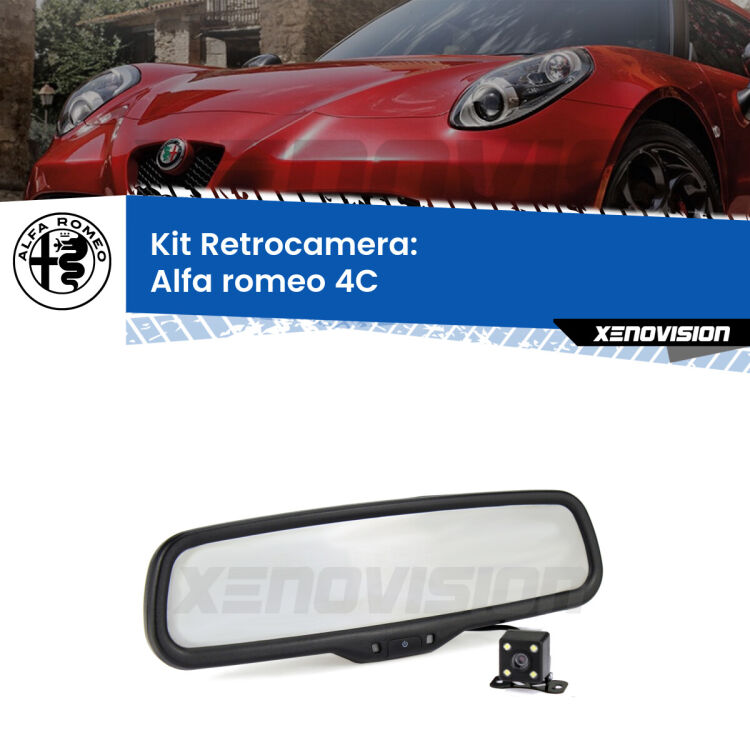 Telecamera e Specchio retrovisore OEM Look con display invisibile per Alfa romeo 4C  Kit Telecamera Parcheggio e Specchietto retrovisore con display invisibile per Alfa romeo 4C . Spento è identico all’originale. In retromarcia, l’immagine appare in un riquadro prima invisibile