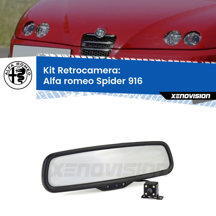 Telecamera e Specchio retrovisore OEM Look con display invisibile per Alfa romeo Spider 916 Kit Telecamera Parcheggio e Specchietto retrovisore con display invisibile per Alfa romeo Spider 916. Spento è identico all’originale. In retromarcia, l’immagine appare in un riquadro prima invisibile