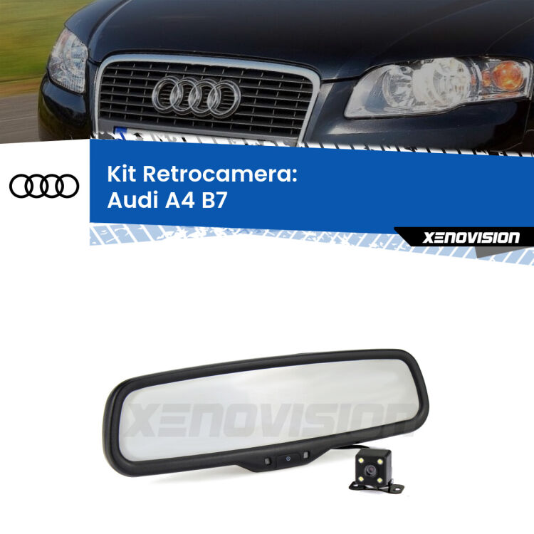 Telecamera e Specchio retrovisore OEM Look con display invisibile per Audi A4 B7 Kit Telecamera Parcheggio e Specchietto retrovisore con display invisibile per Audi A4 B7. Spento è identico all’originale. In retromarcia, l’immagine appare in un riquadro prima invisibile