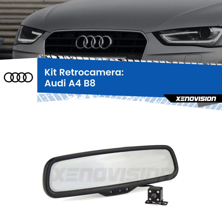 Telecamera e Specchio retrovisore OEM Look con display invisibile per Audi A4 B8 Kit Telecamera Parcheggio e Specchietto retrovisore con display invisibile per Audi A4 B8. Spento è identico all’originale. In retromarcia, l’immagine appare in un riquadro prima invisibile
