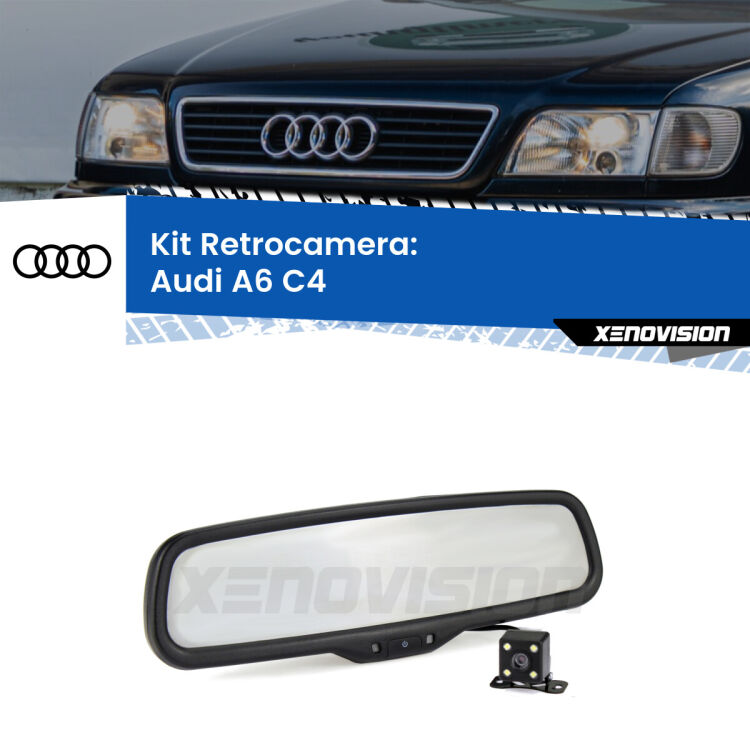 Telecamera e Specchio retrovisore OEM Look con display invisibile per Audi A6 C4 Kit Telecamera Parcheggio e Specchietto retrovisore con display invisibile per Audi A6 C4. Spento è identico all’originale. In retromarcia, l’immagine appare in un riquadro prima invisibile